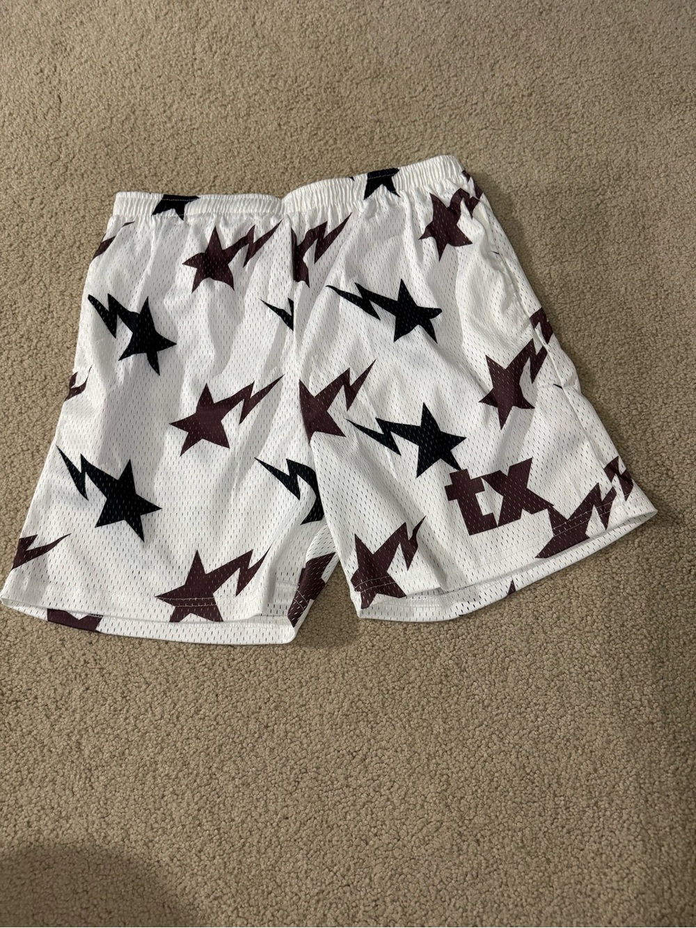 Men's White Star Print Athletic Shorts